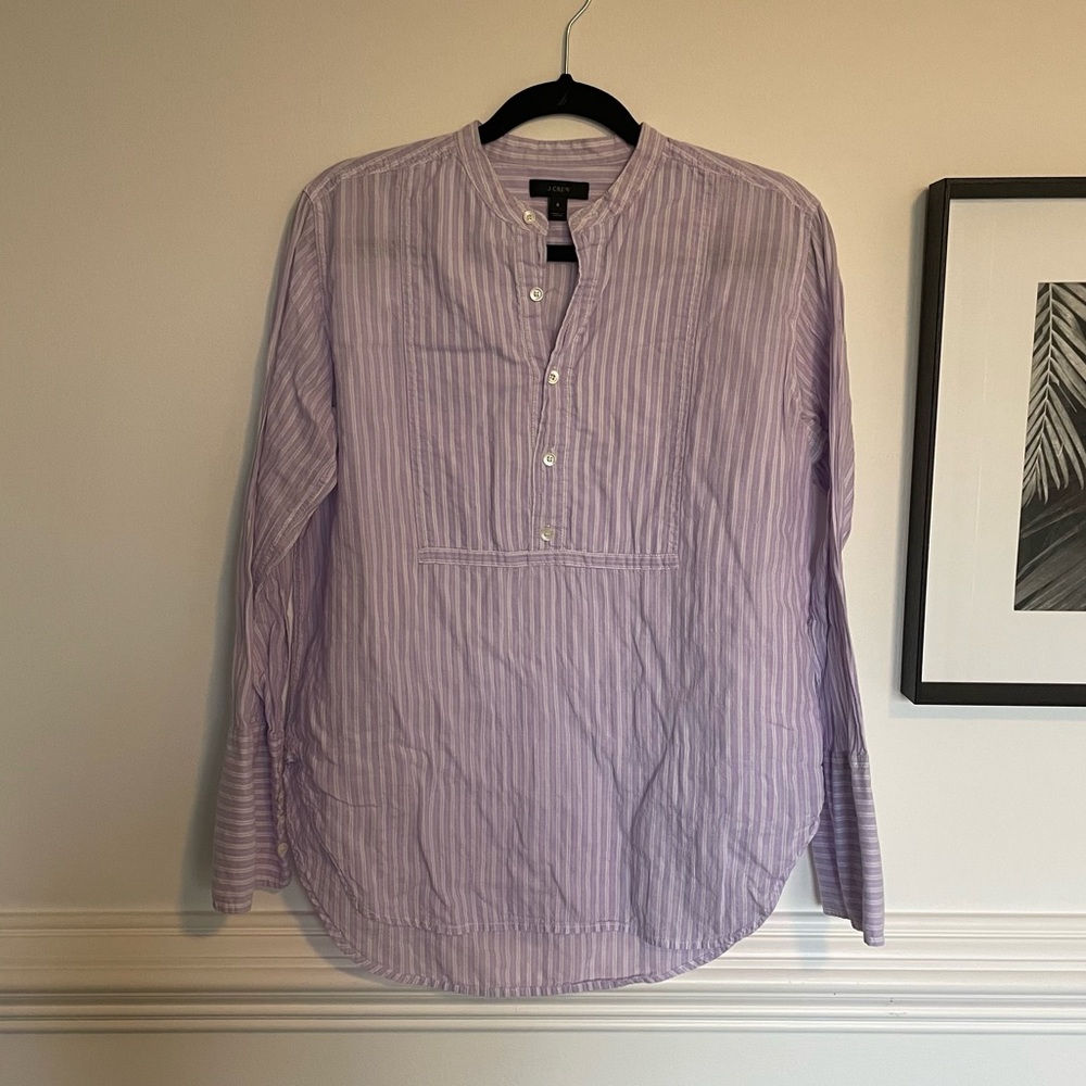J Crew purple and white shirt